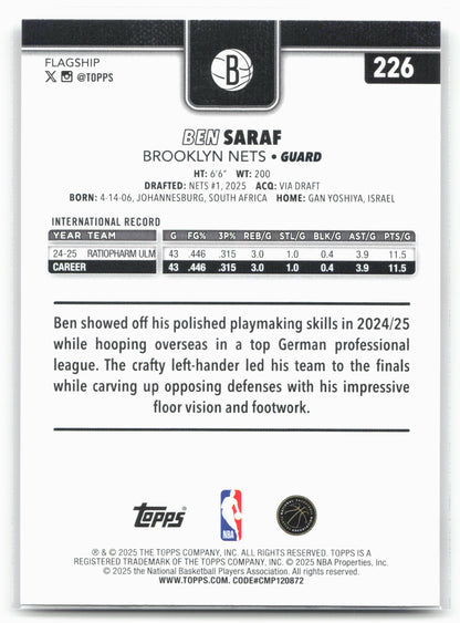 2025-26 Topps #226 Ben Saraf