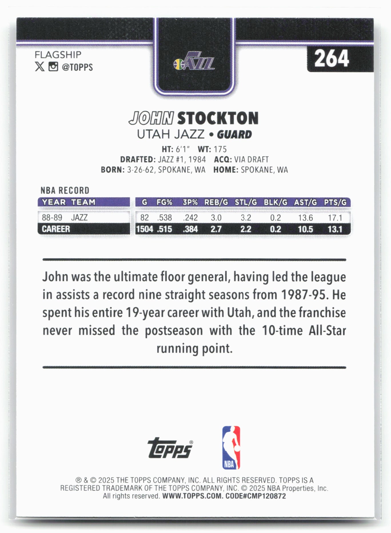 2025-26 Topps #264 John Stockton Season Tip Off