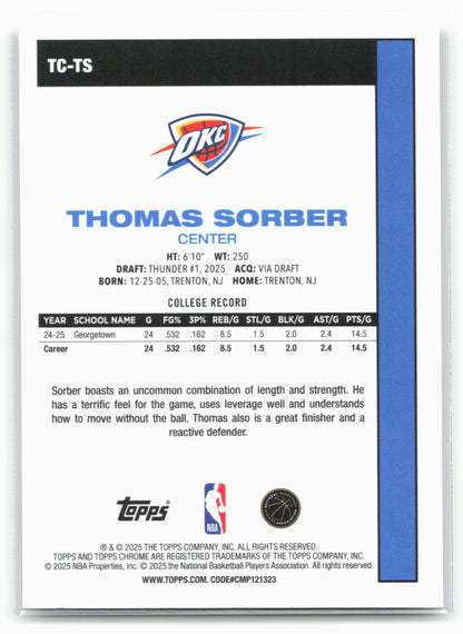 2025-26 Topps #TC-TS Thomas Sorber 1980-81 Topps Chrome Basketball