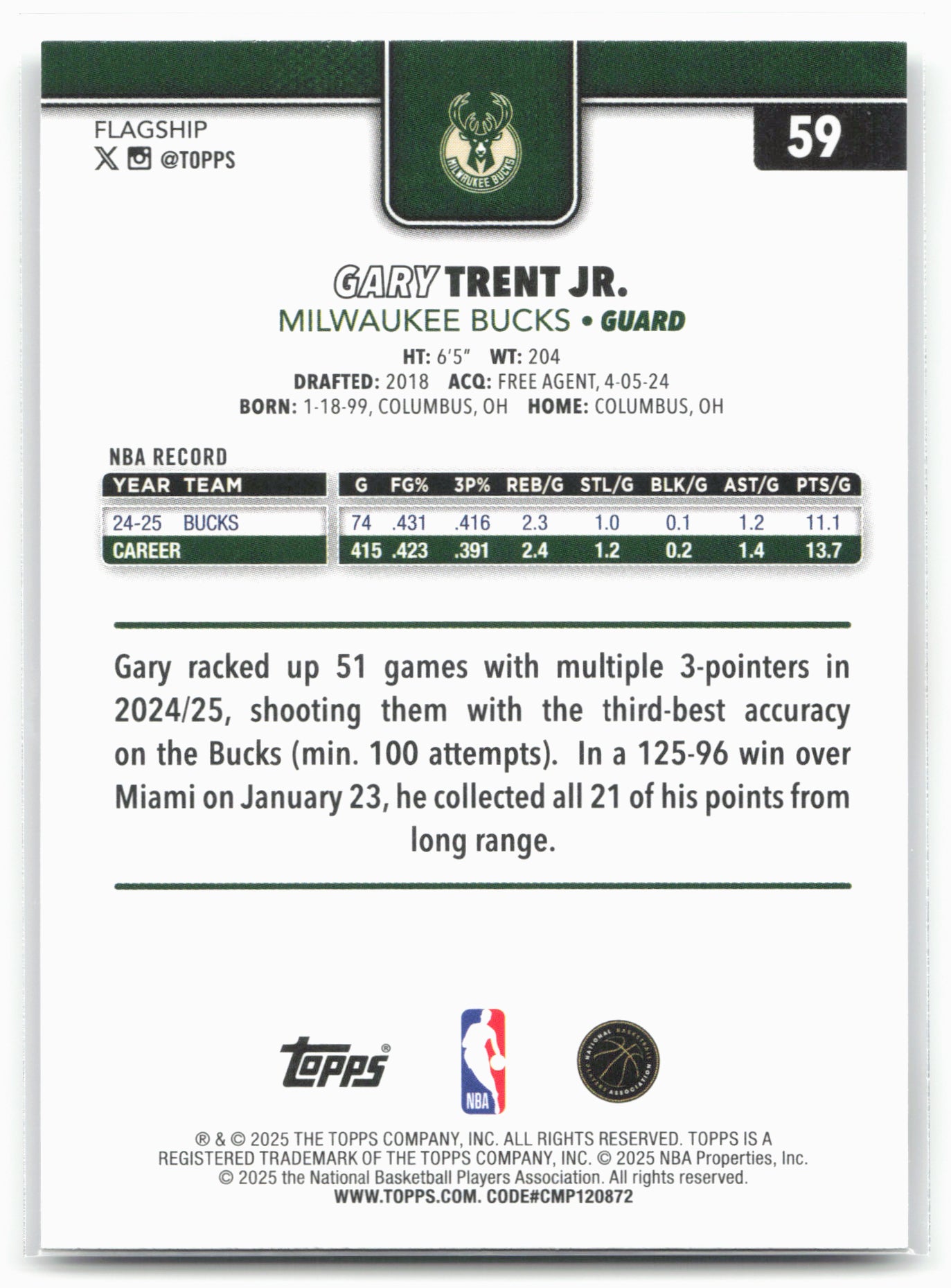 2025-26 Topps #59 Gary Trent Jr.