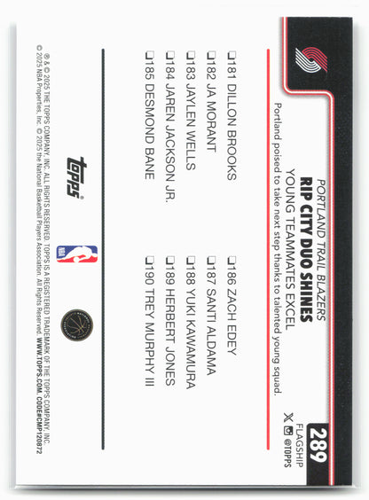 2025-26 Topps #289 Rip City Duo Shines: Young Teammates Excel