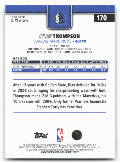 2025-26 Topps #170 Klay Thompson