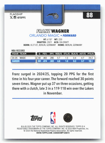 
2025-26 Topps #88 Franz Wagner
