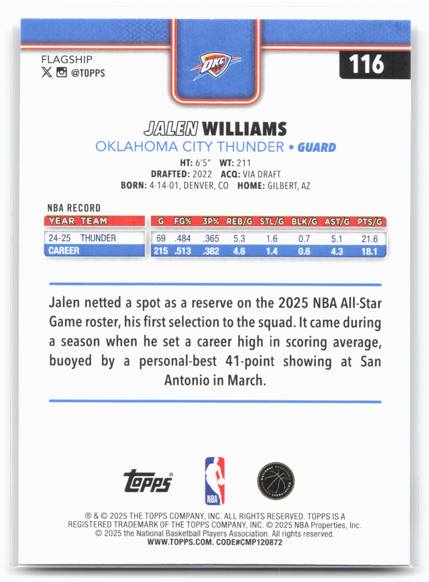 2025-26 Topps #116 Jalen Williams
