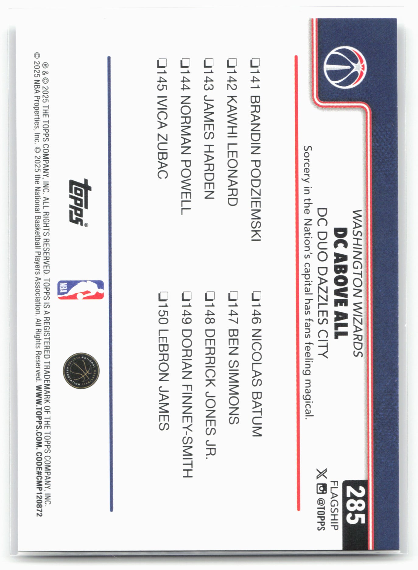 2025-26 Topps #285 DC Above All: DC Duo Dazzles City