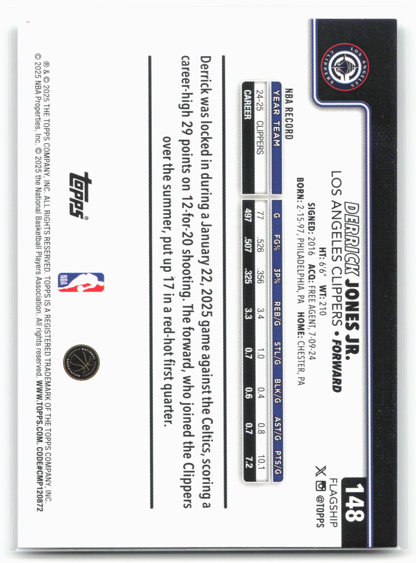 2025-26 Topps #148 Derrick Jones Jr.