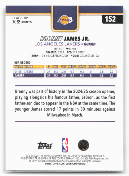 2025-26 Topps #152 Bronny James Jr.