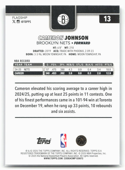 2025-26 Topps #13 Cameron Johnson