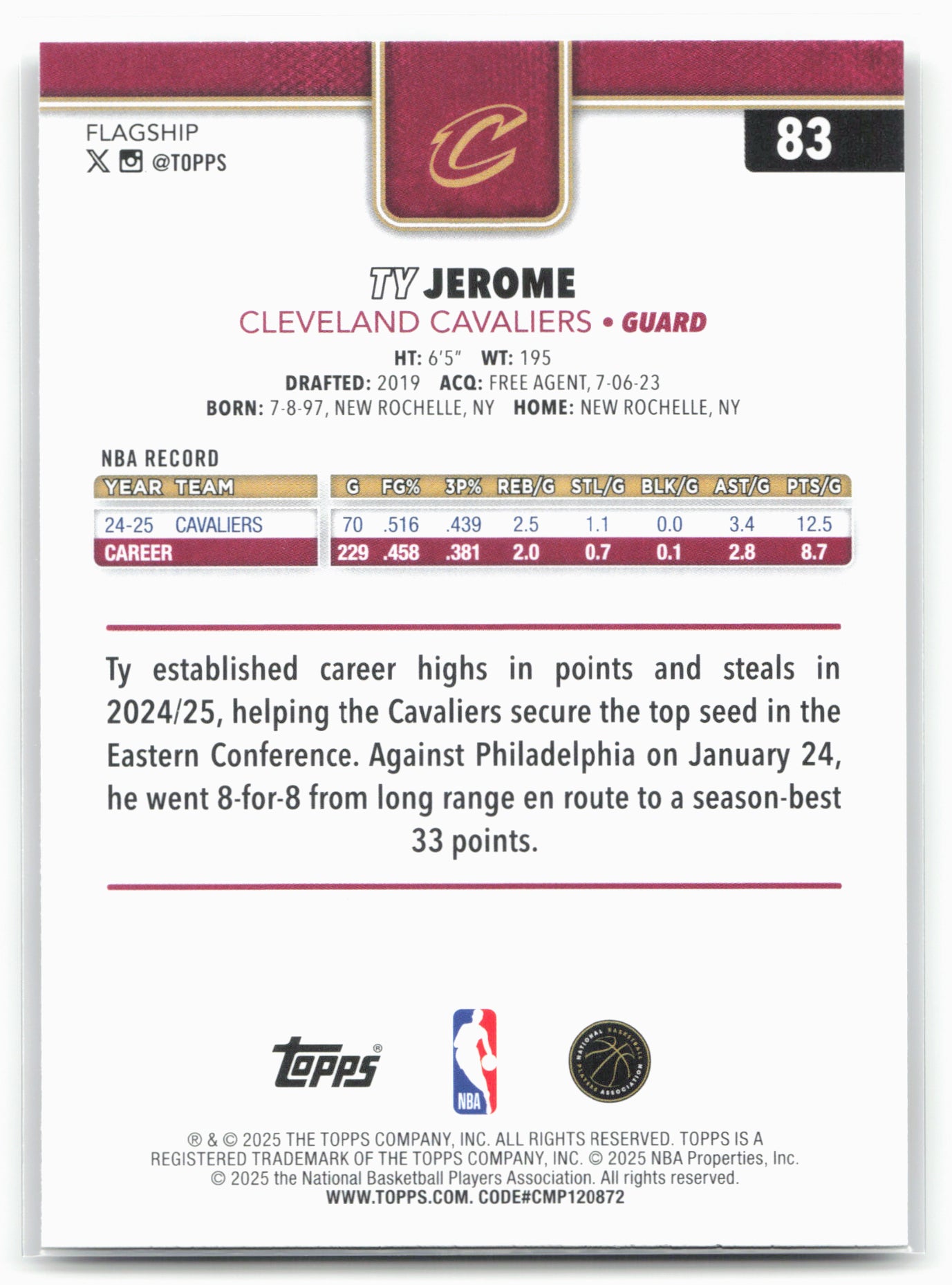 2025-26 Topps #83 Ty Jerome Season Tip Off