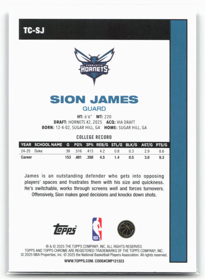 2025-26 Topps #TC-SJ Sion James 1980-81 Topps Chrome Basketball