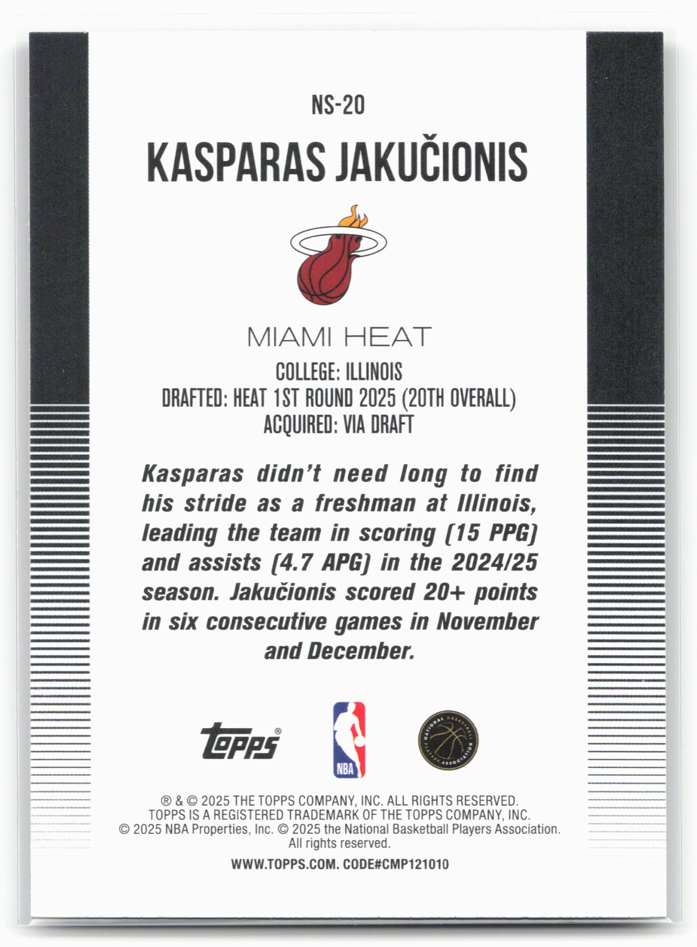2025-26 Topps #NS-20 Kasparas Jakučionis New School