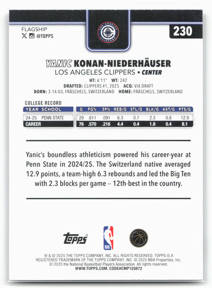 2025-26 Topps #230 Yanic Konan-Niederhäuser