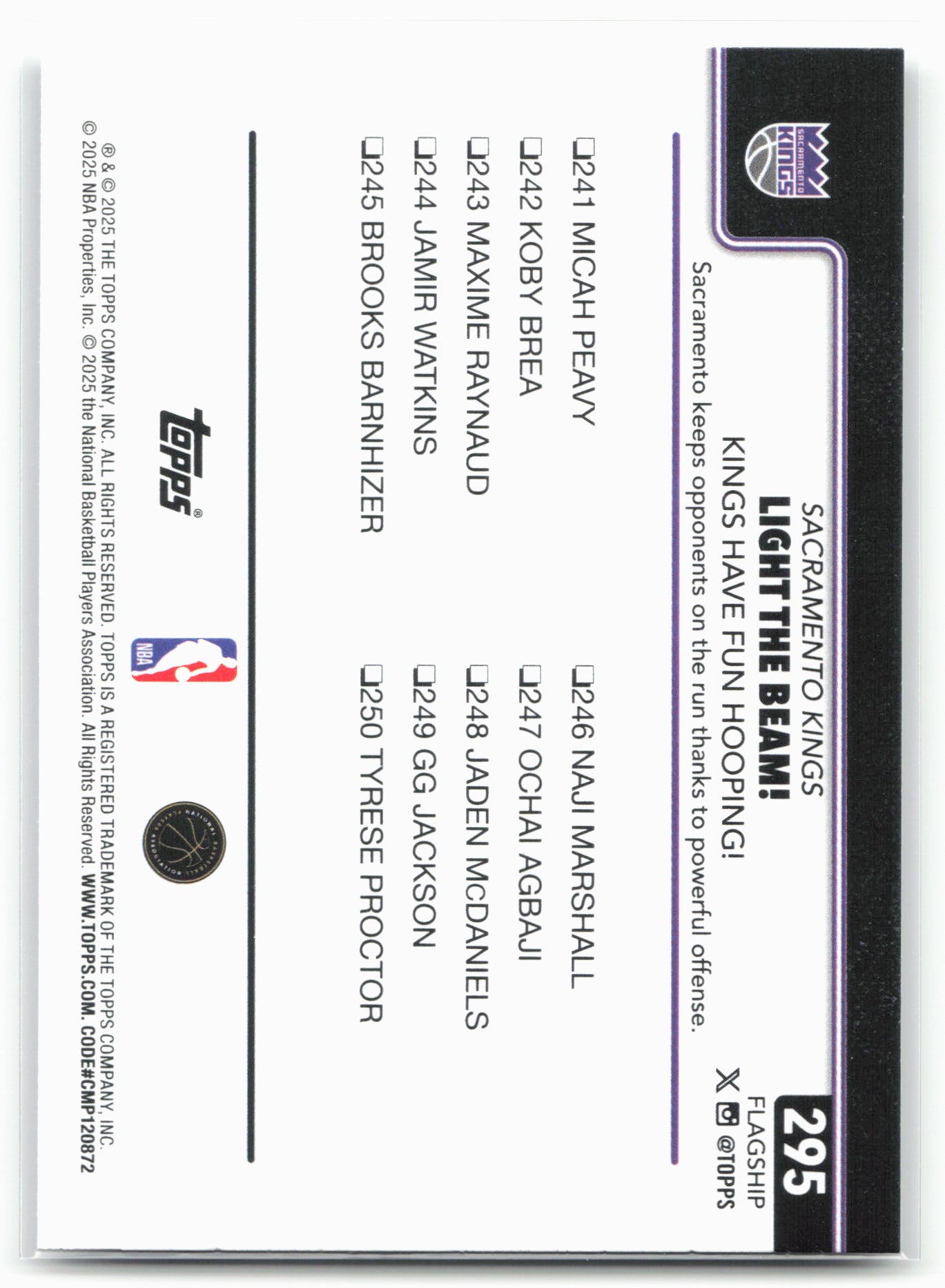 2025-26 Topps #295 Light The Beam!: Kings Have Fun Hooping!