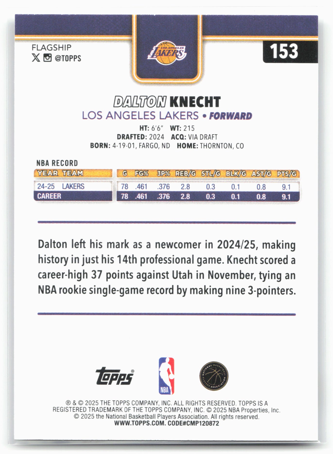 2025-26 Topps #153 Dalton Knecht