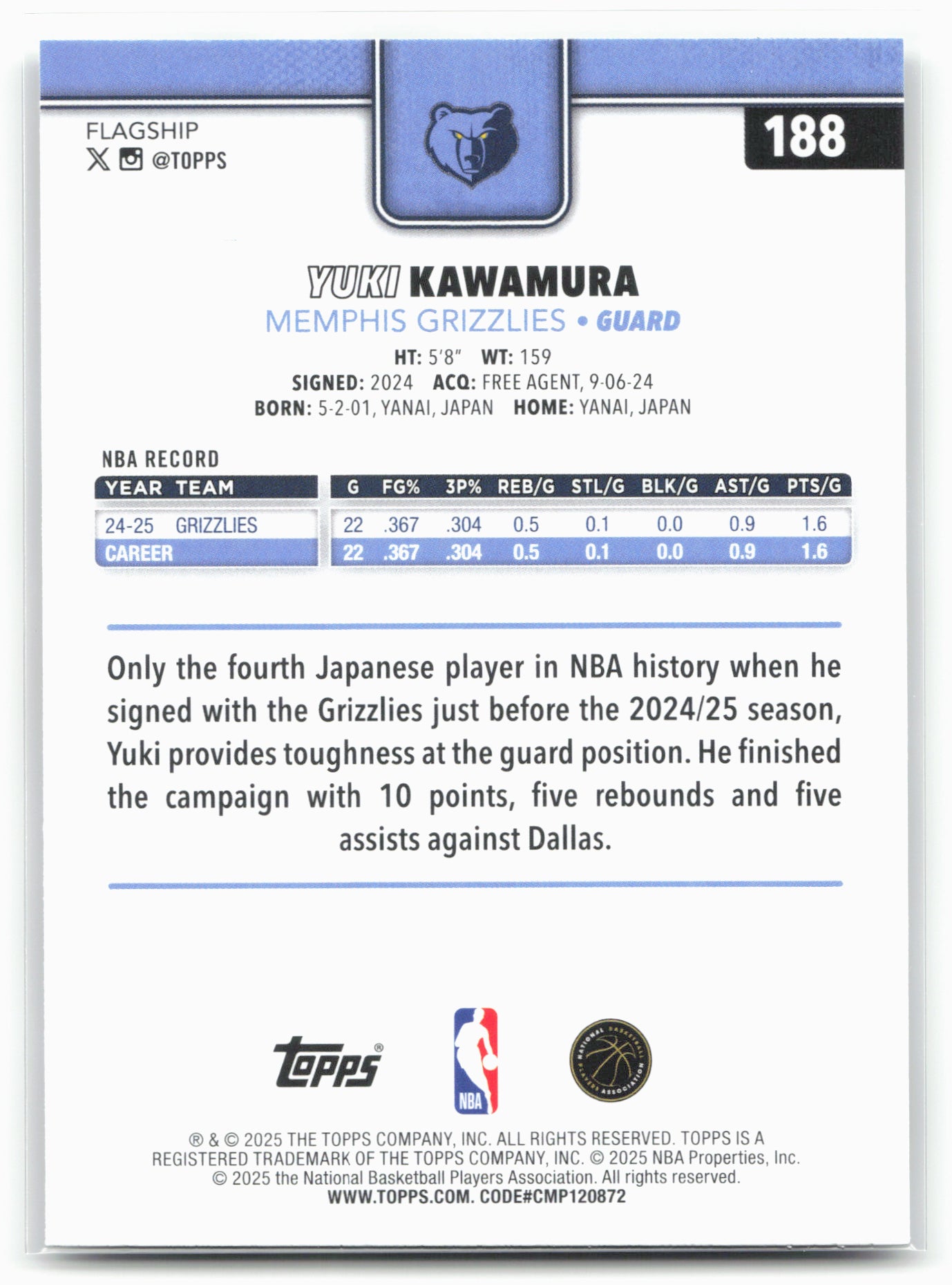 2025-26 Topps #188 Yuki Kawamura Season Tip Off
