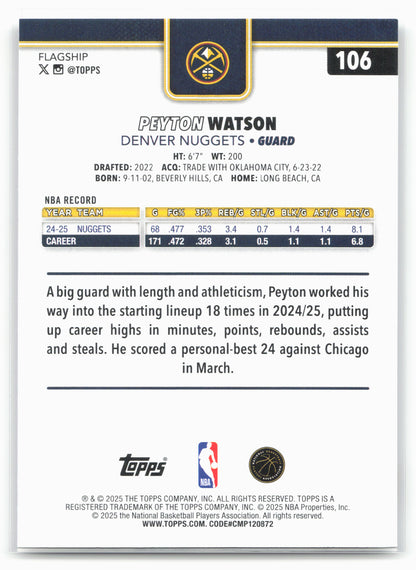 2025-26 Topps #106 Peyton Watson