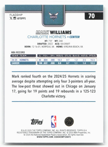 
2025-26 Topps #70 Mark Williams