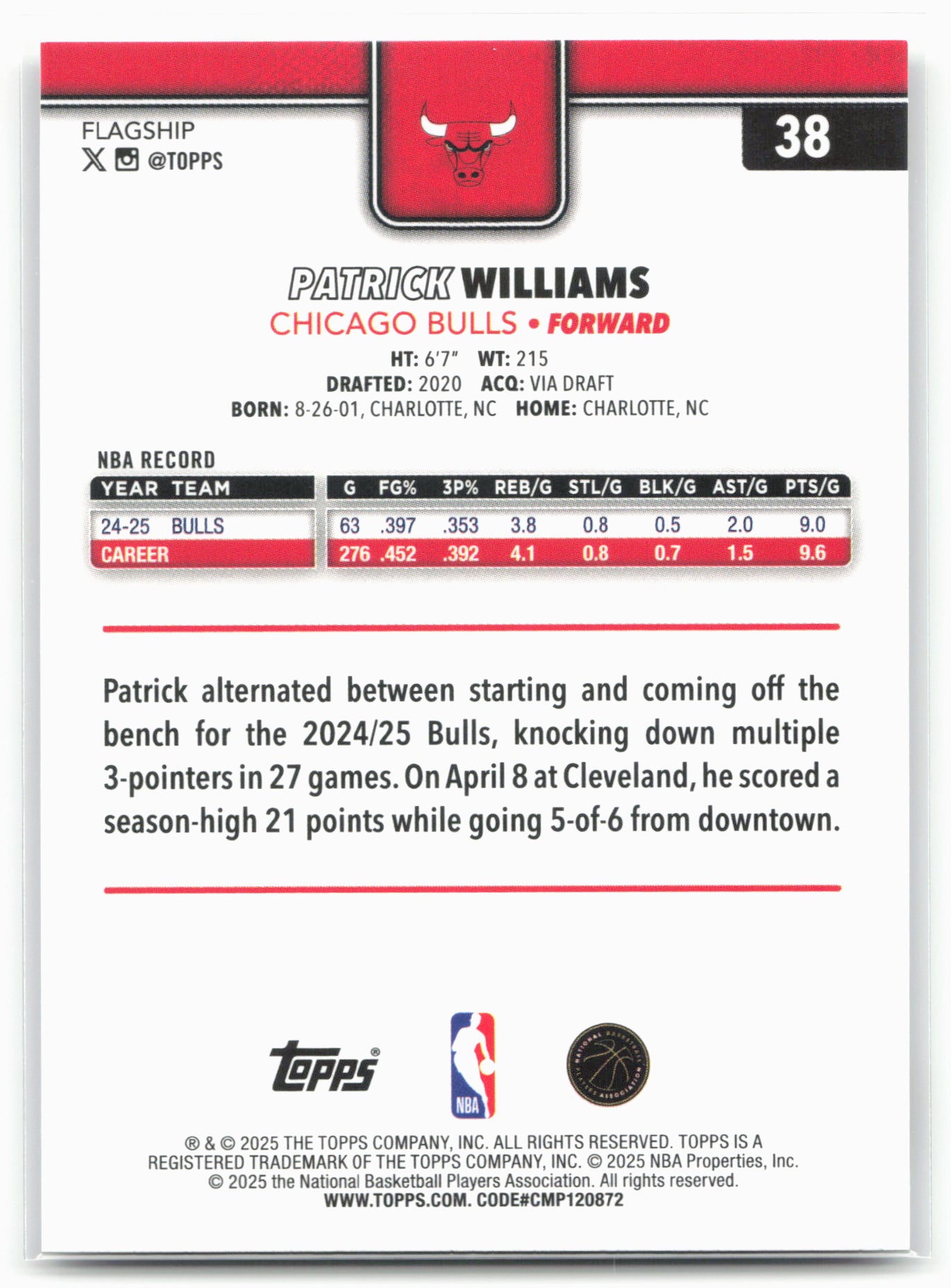 2025-26 Topps #38 Patrick Williams