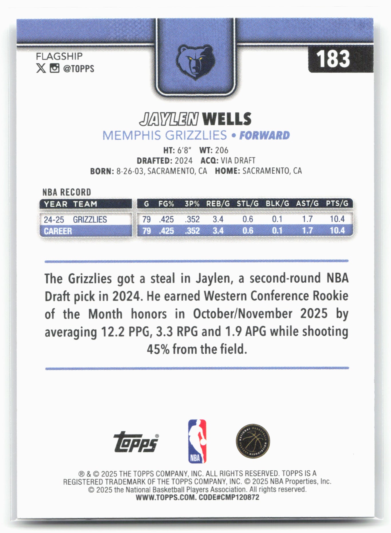 2025-26 Topps #183 Jaylen Wells