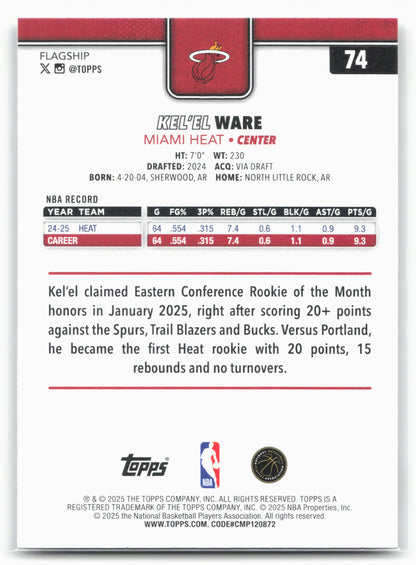 2025-26 Topps #74 Kel'el Ware