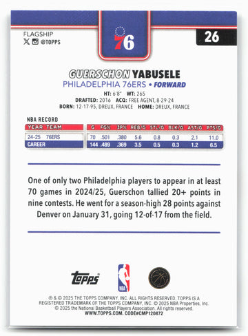 
2025-26 Topps #26 Guerschon Yabusele