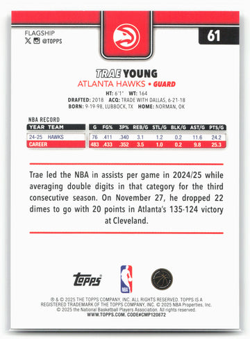 
2025-26 Topps #61 Trae Young Rainbow Foilboard