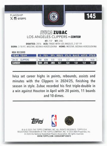 
2025-26 Topps #145 Ivica Zubac
