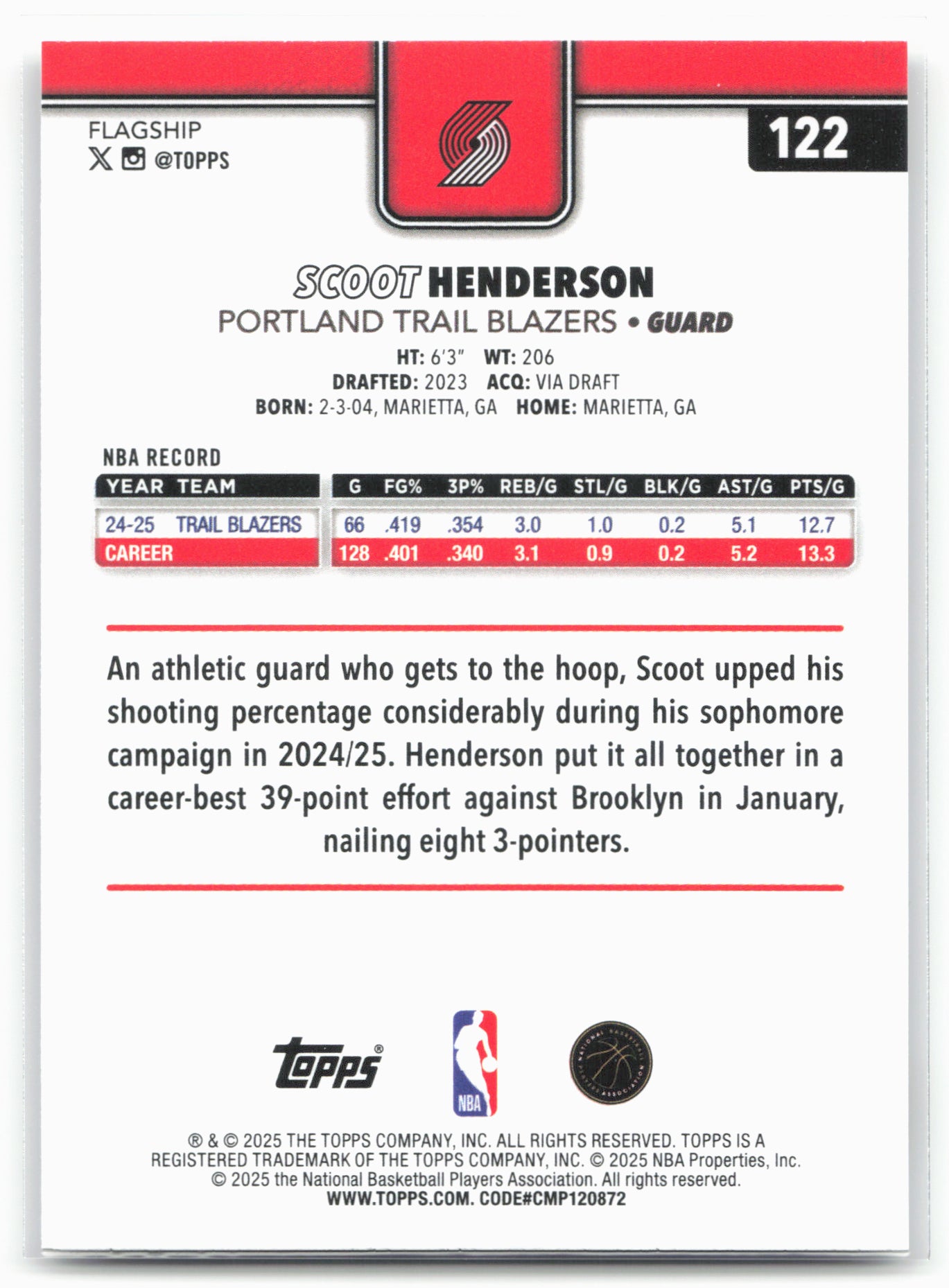 2025-26 Topps #122 Scoot Henderson