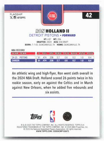 
2025-26 Topps #42 Ron Holland II