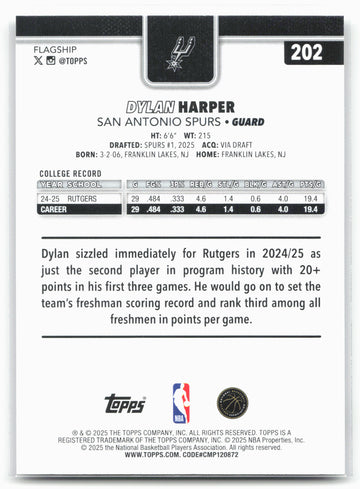 
2025-26 Topps #202 Dylan Harper
