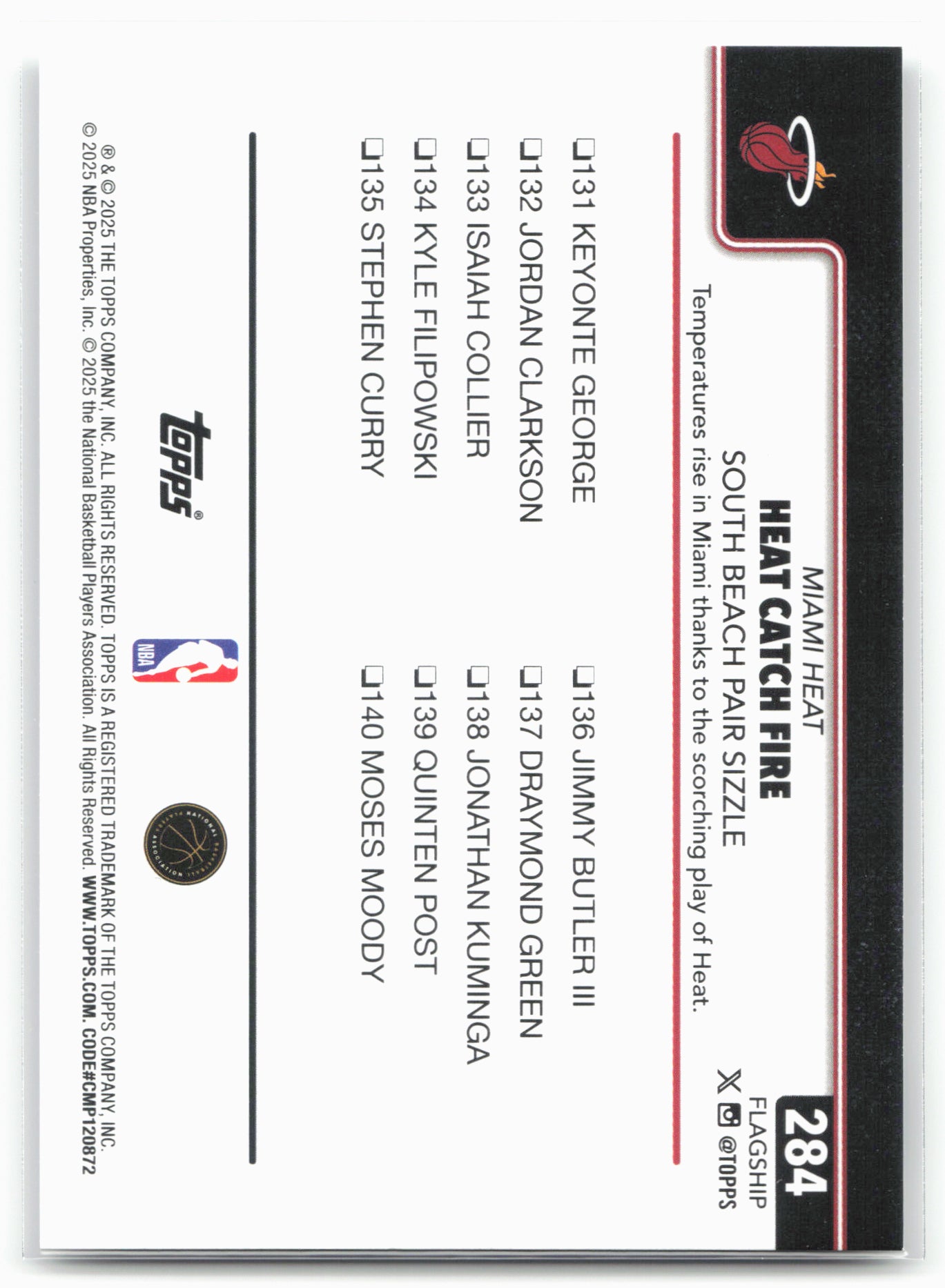 2025-26 Topps #284 Heat Catch Fire: South Beach Pair Sizzle