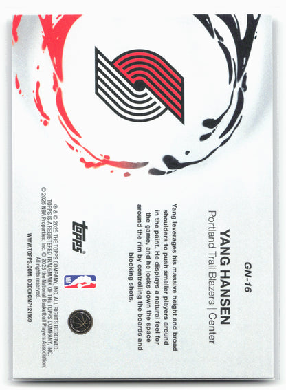 2025-26 Topps #GN-16 Yang Hansen Generation Now