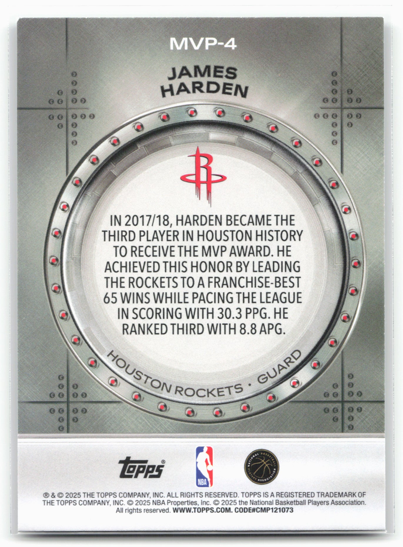 2025-26 Topps #MVP-4 James Harden MVP Vault Rainbow Foilboard