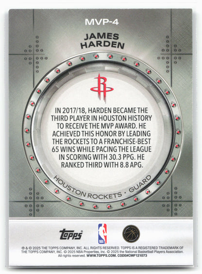 2025-26 Topps #MVP-4 James Harden MVP Vault Rainbow Foilboard