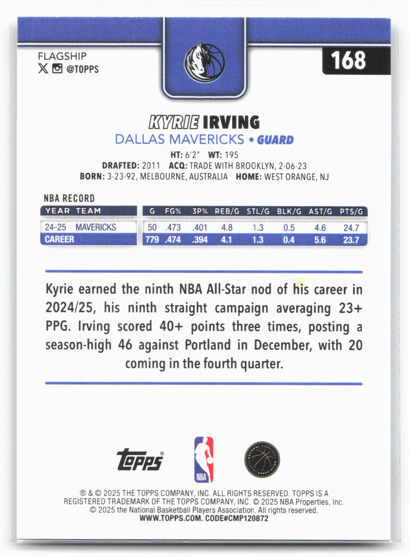 2025-26 Topps #168 Kyrie Irving