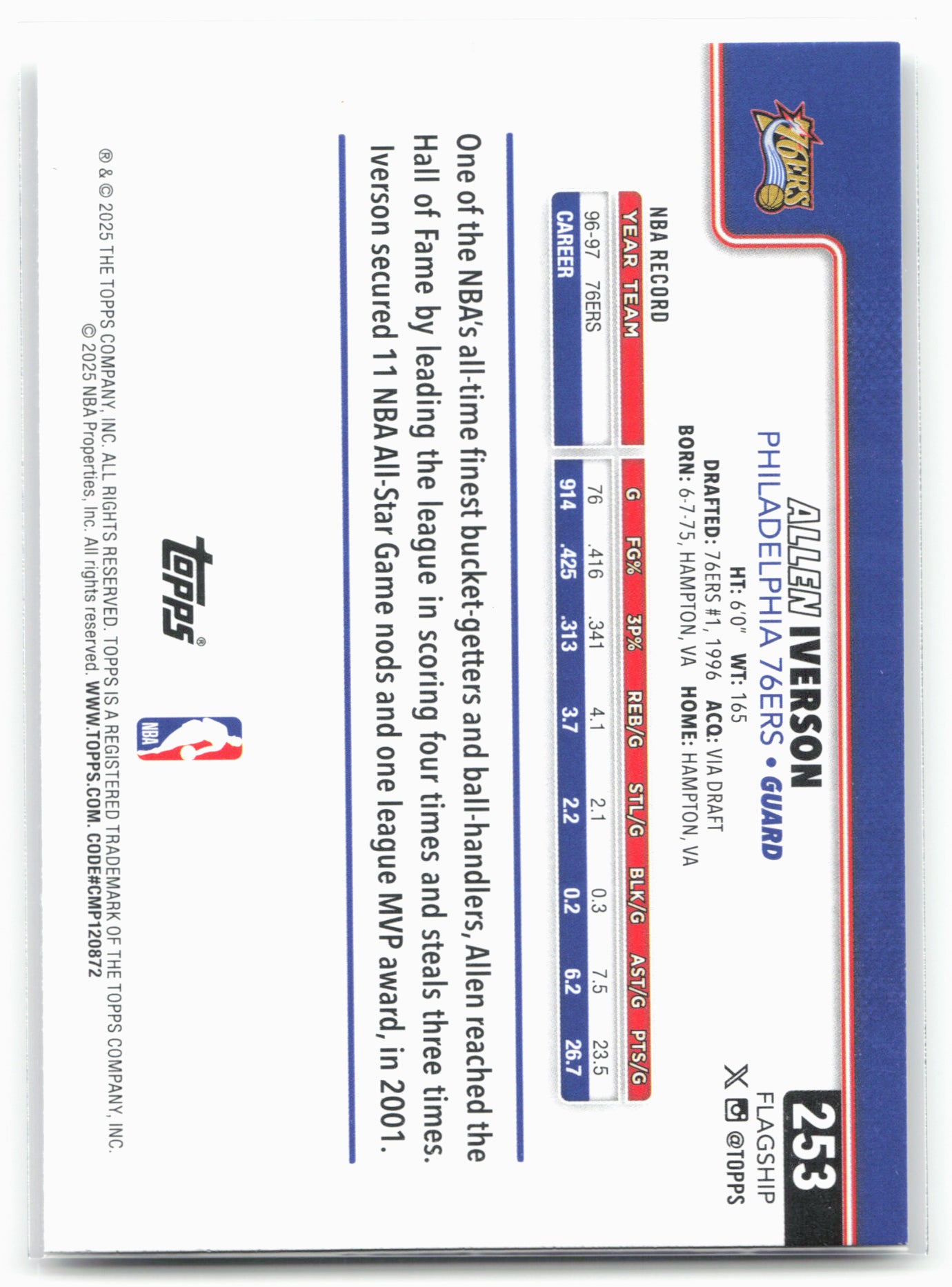 2025-26 Topps #253 Allen Iverson