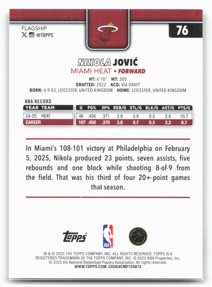2025-26 Topps #76 Nikola Jović