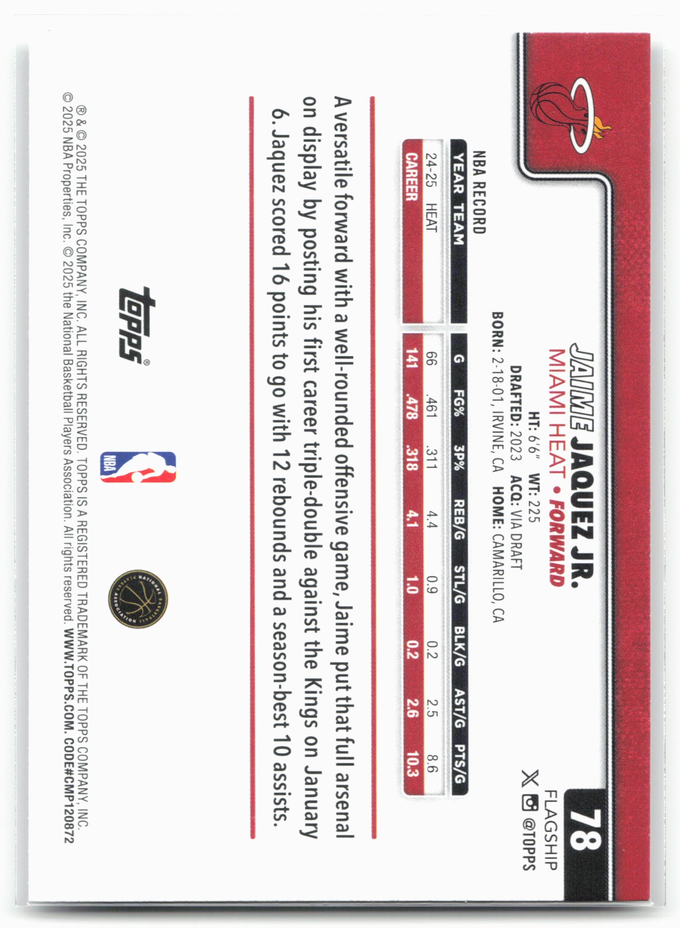 2025-26 Topps #78 Jaime Jaquez Jr.