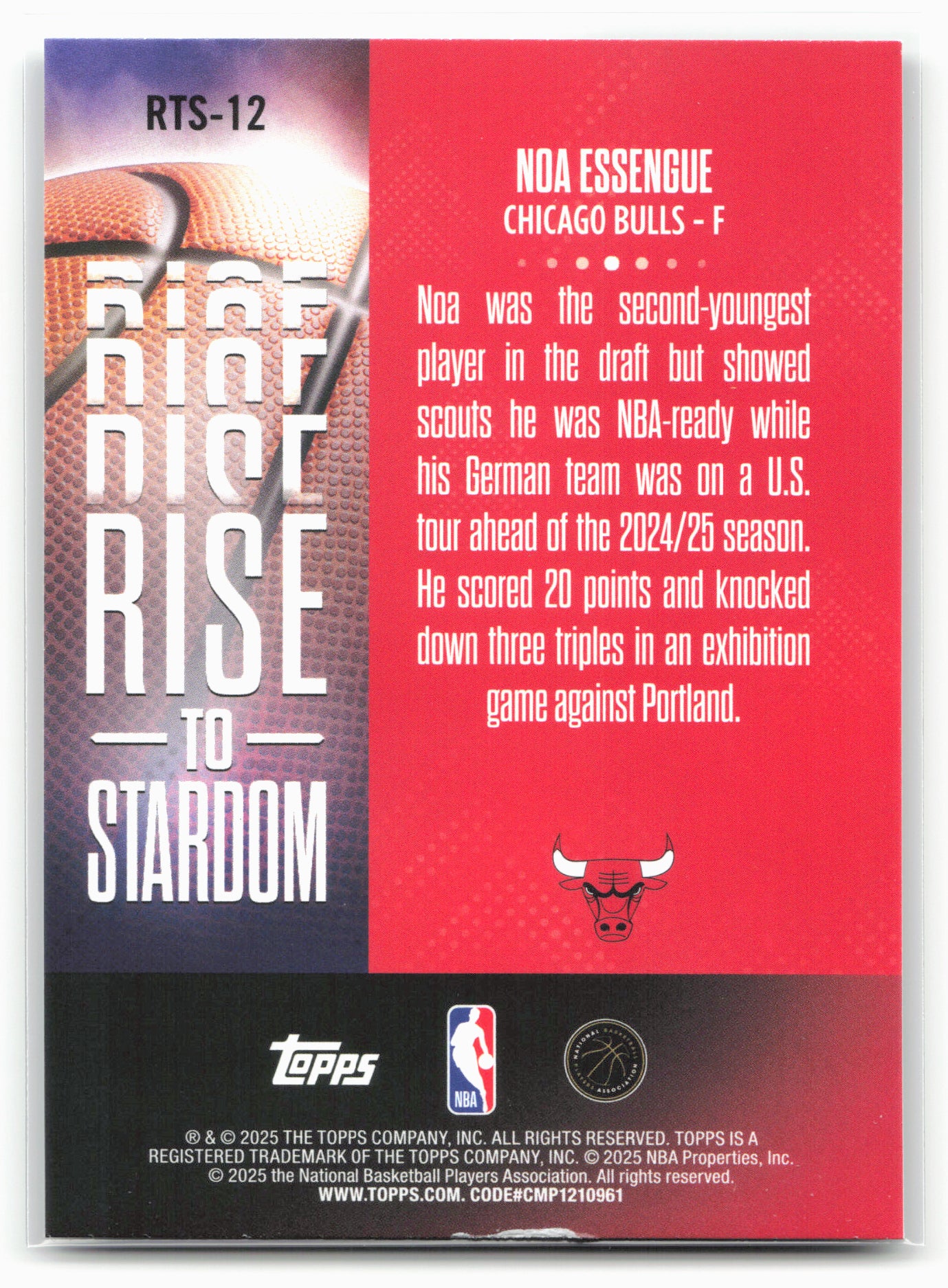 2025-26 Topps #RTS-12 Noa Essengue Rise to Stardom