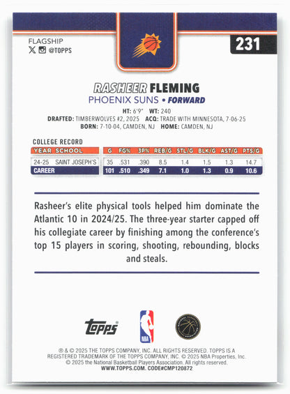 2025-26 Topps #231 Rasheer Fleming