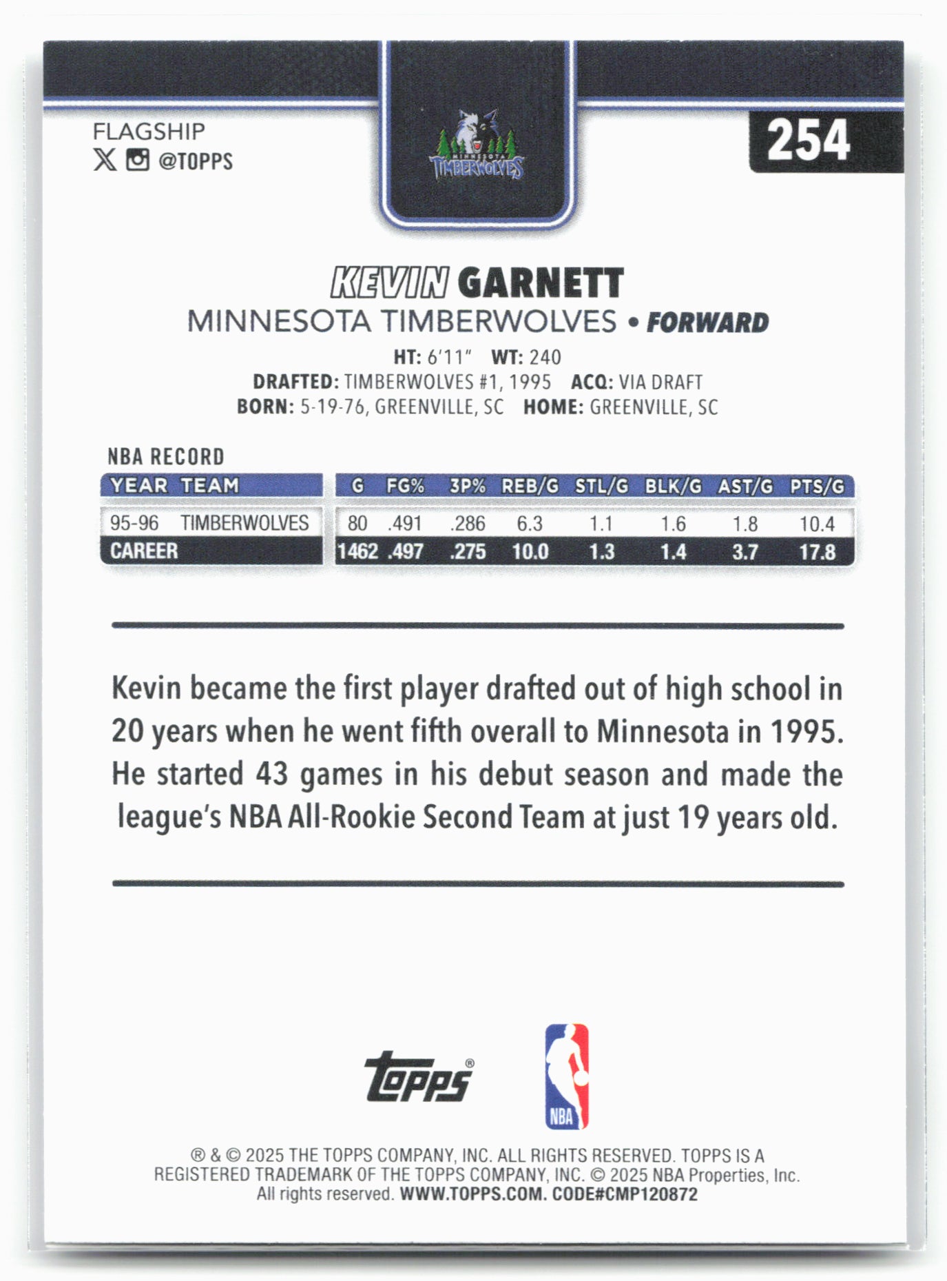 2025-26 Topps #254 Kevin Garnett
