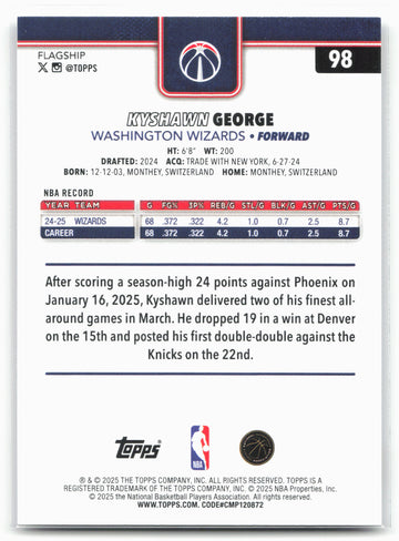
2025-26 Topps #98 Kyshawn George