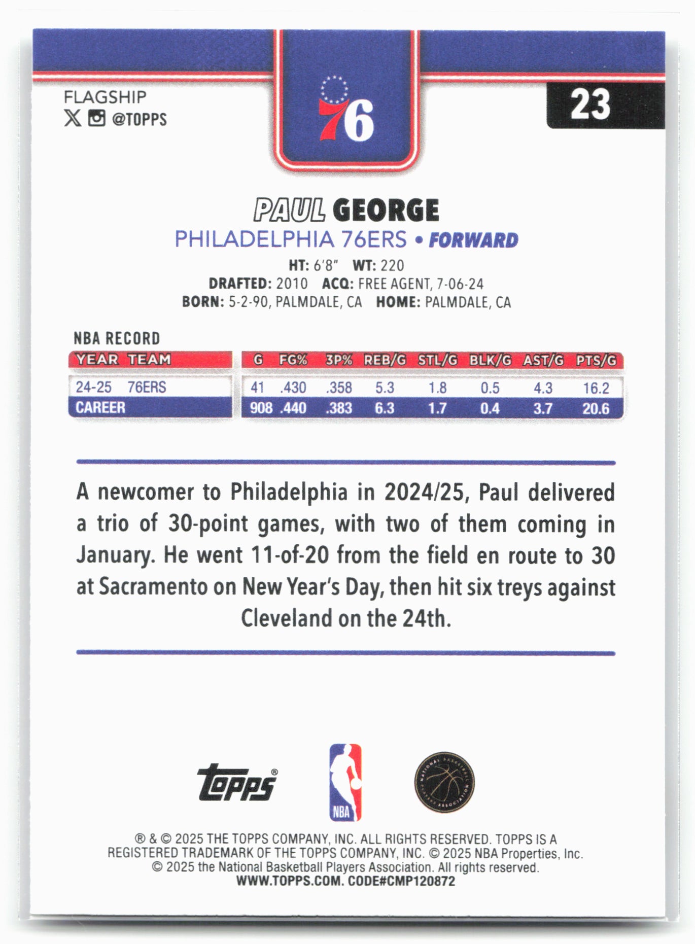 2025-26 Topps #23 Paul George