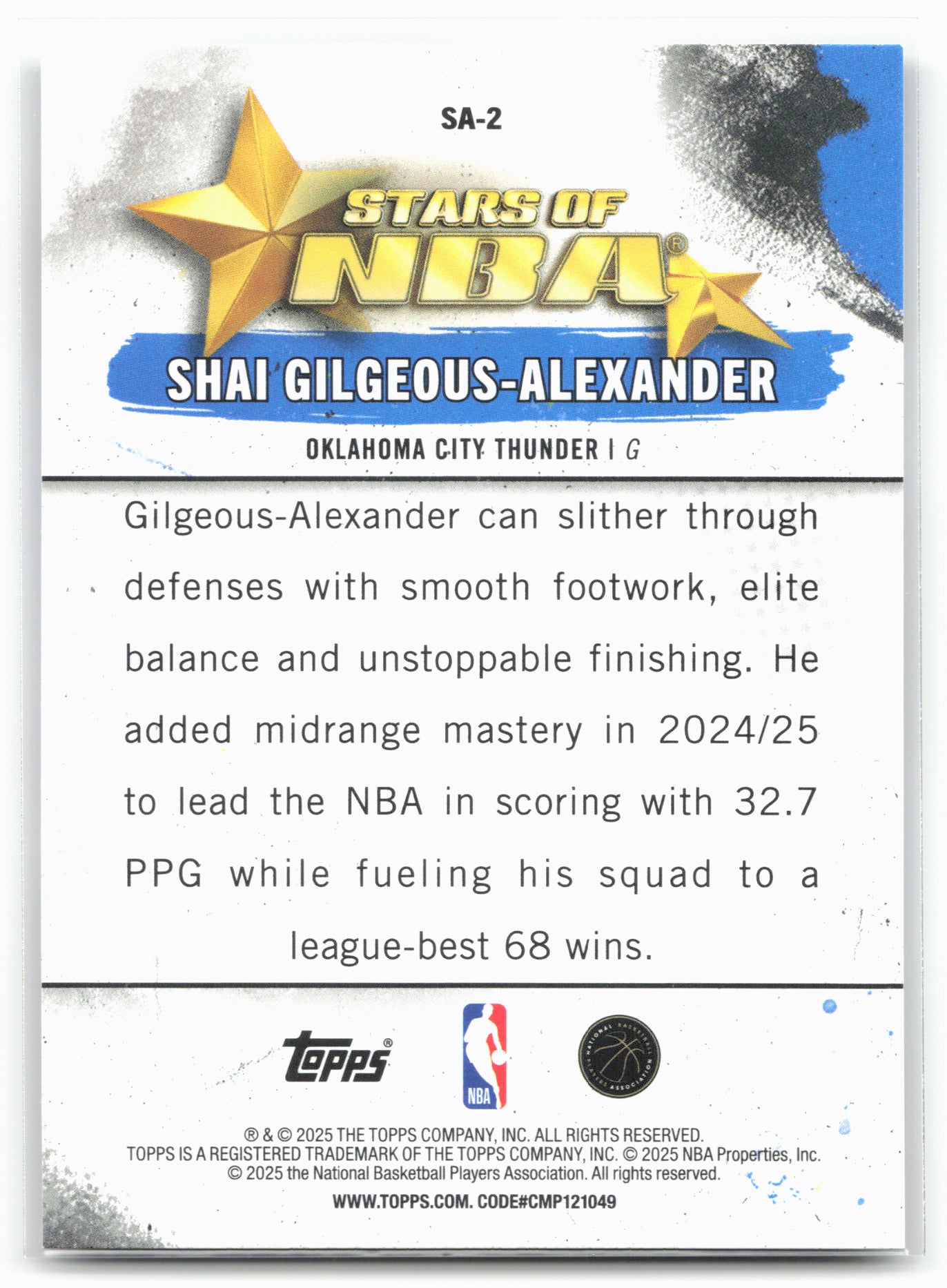 2025-26 Topps #SA-2 Shai Gilgeous-Alexander Stars of the NBA