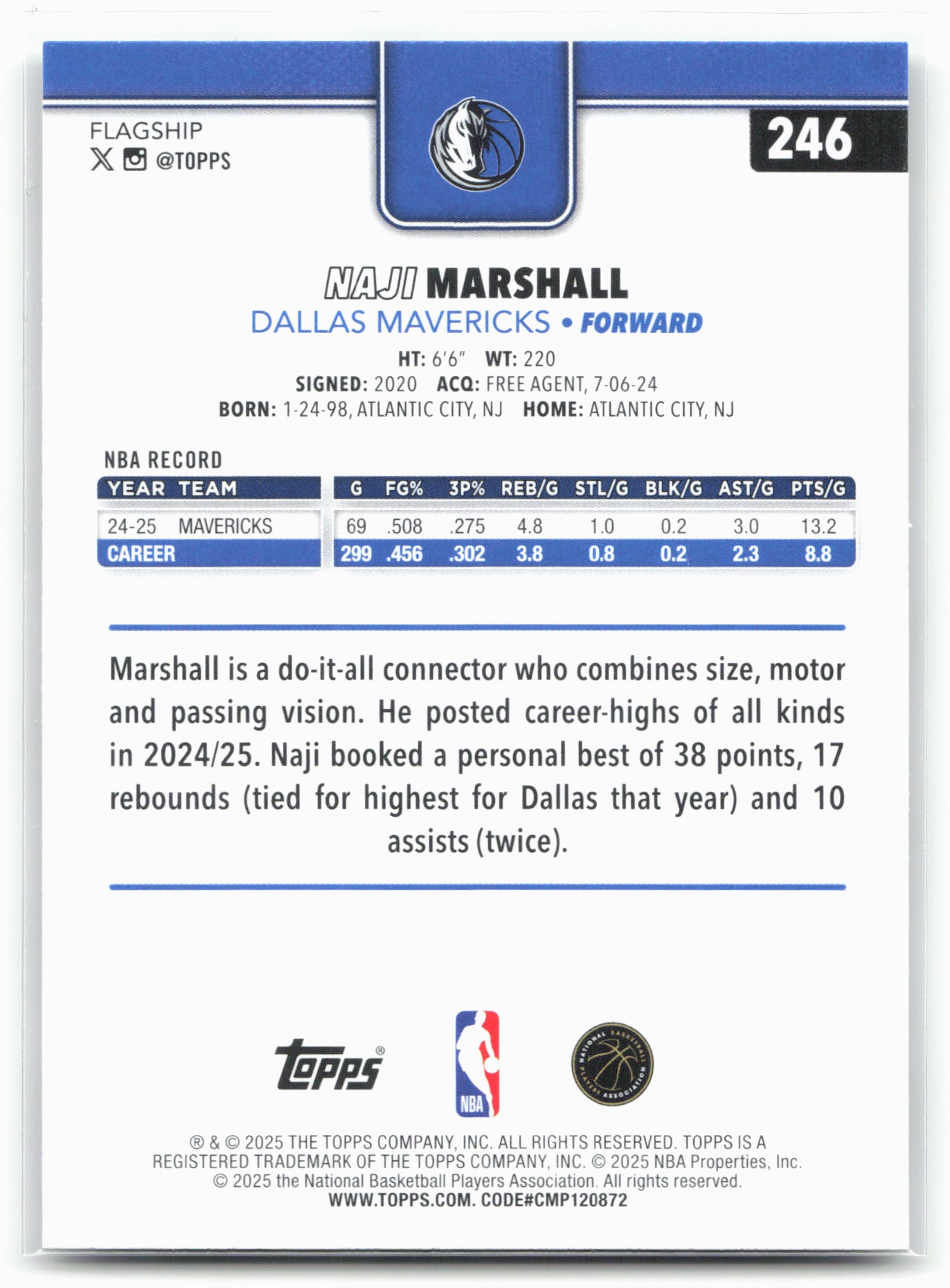 2025-26 Topps #246 Naji Marshall Season Tip Off