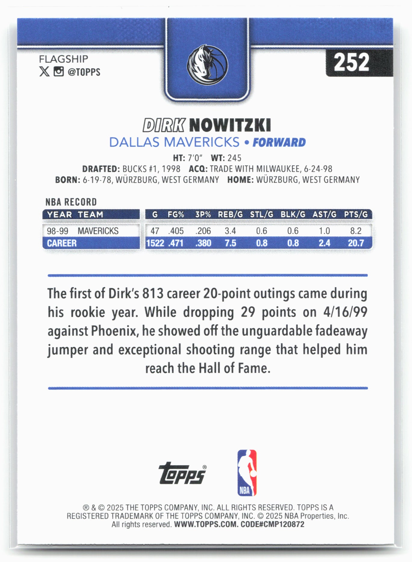 2025-26 Topps #252 Dirk Nowitzki