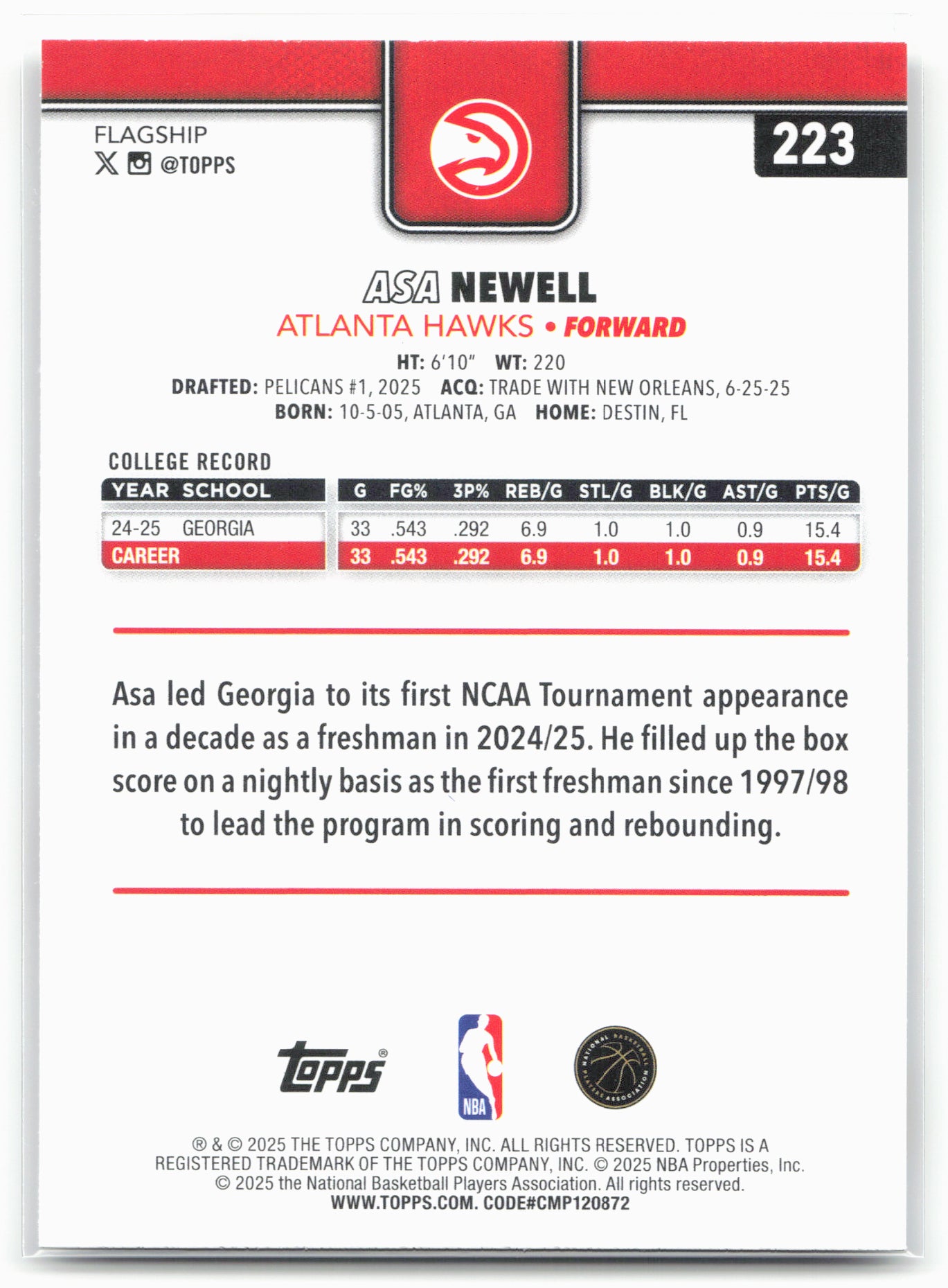 2025-26 Topps #223 Asa Newell