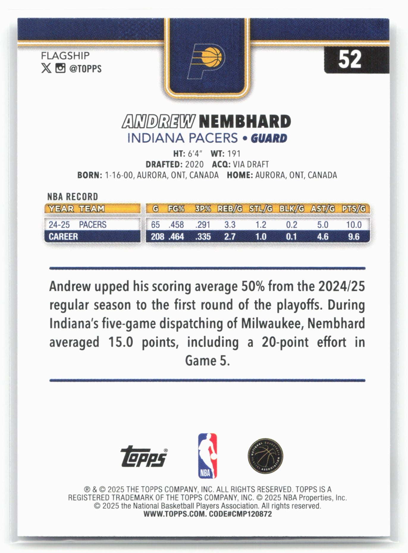 2025-26 Topps #52 Andrew Nembhard