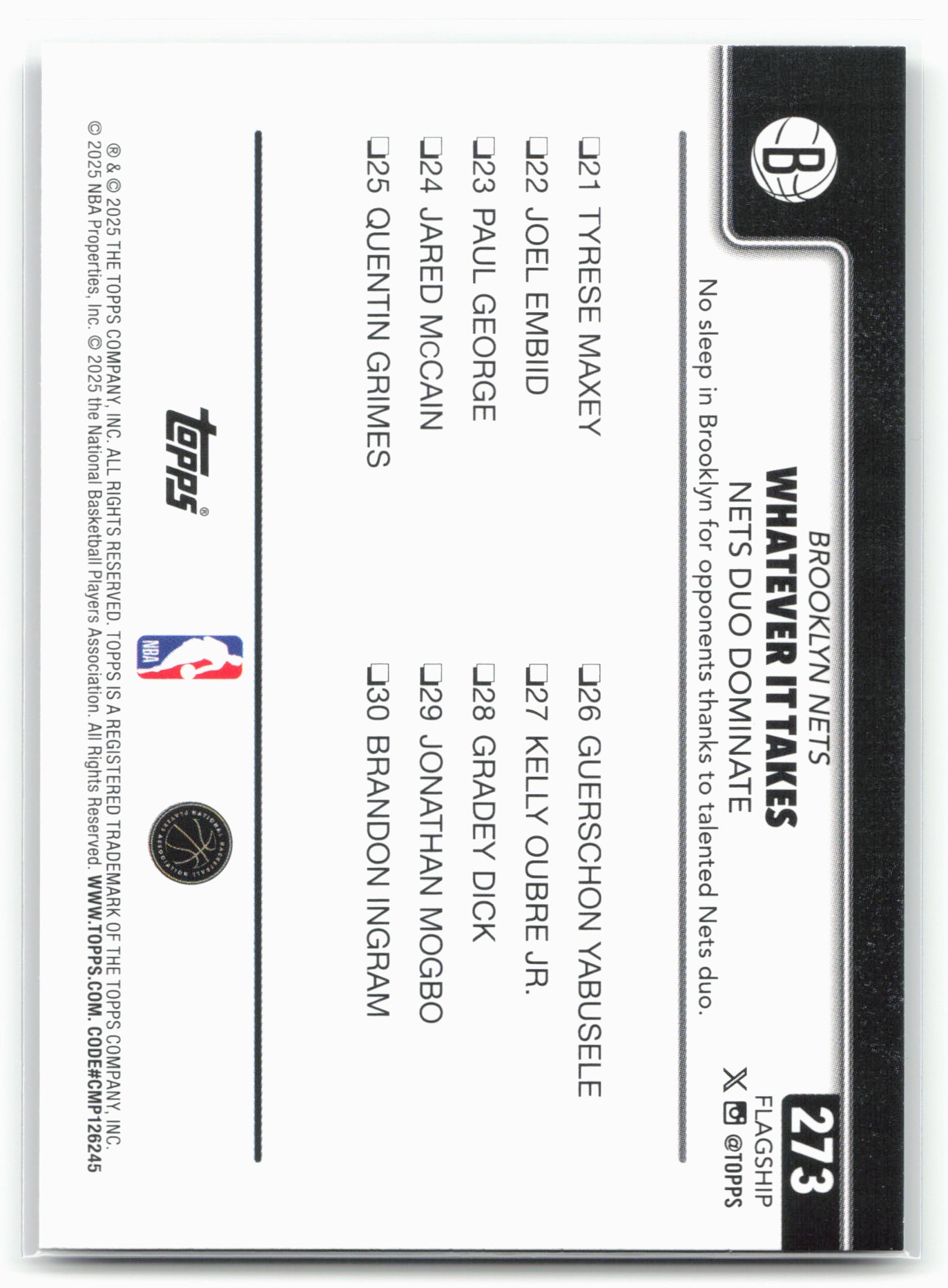 2025-26 Topps #273 Cameron Johnson Team Color Border