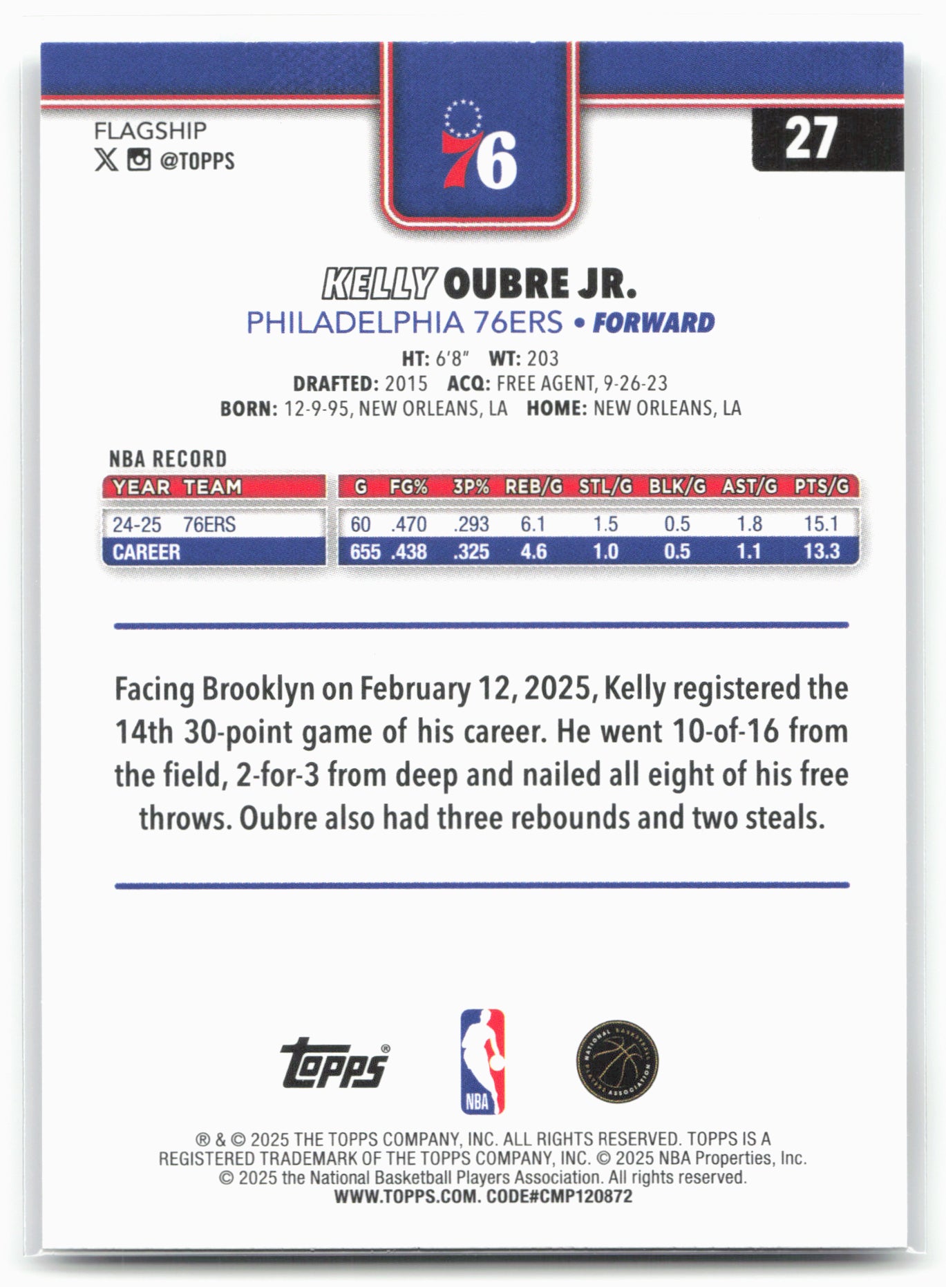 2025-26 Topps #27 Kelly Oubre Jr.